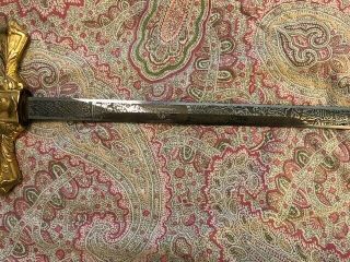 Antique Masonic Lodge Sword With Name,  Henderson and Ames Co. 8