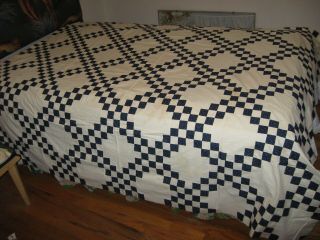 Vintage Indigo Blue And White Patchwork Quilt Top 65 " X 81 "