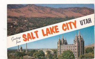 Utah Postcard - " Greetings From Salt Lake City ".  Utah - (454)