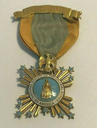Gold 14k National Society Of The Colonial Dames Of America Virginia Badge Medal