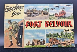 Postcard Large Letter Greetings From Fort Belvoir,  Va.  Multi - View Posted 1944