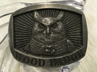Wood Badge Owl Solid Pewter Belt Buckle Woodbadge