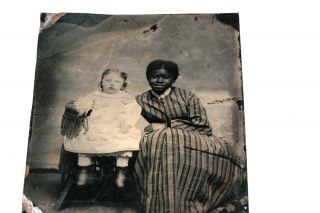 Tintype Black Nanny White Baby Portrait Antique