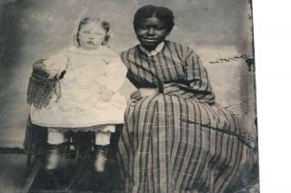 Tintype Black Nanny White Baby Portrait Antique 5