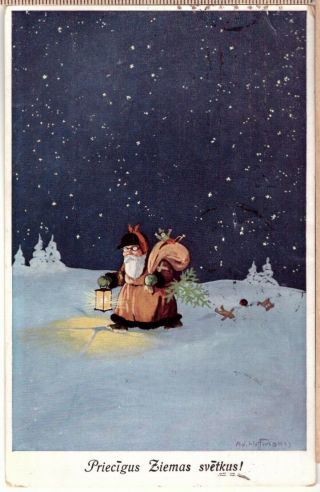 Santa Claus In Red Robe - Artist Signed - Hofmann - 1925 - Swsb Postcard No 9591/2.