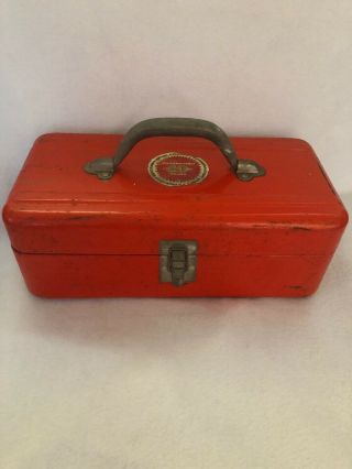 Vintage Metal Red Tool Or Tackle Box By Simonsen Metal Products