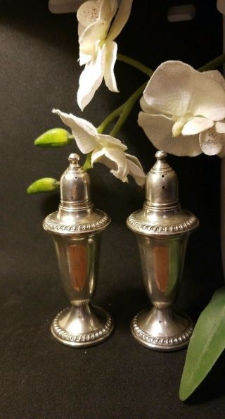 Empire Sterling Silver.  925 Weighted Vtg Salt & Pepper Shakers Glass Lined