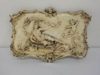 Vintage Greek Or Roman Nude With Cherubs Or Angels Chalkware Wall Decor