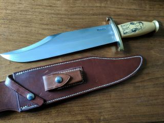 Randall Made Knives Model 12 - 11 " Smithsonian Bowie Scrimshaw 1980 