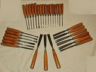 Good Set 31 S J Addis Carving Chisels Gouges Woodcarving Old Woodworking Tools