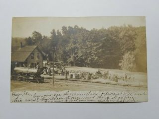 Pre 1905 Rppc Bradford Hampshire Nh Railroad Station Photo Postcard Nr