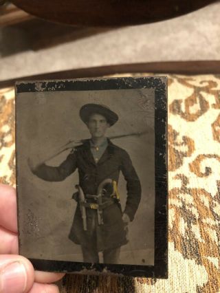 civil war soldier tintype photo 1836 Pistol Knife Sword Musket Confederate USA 5