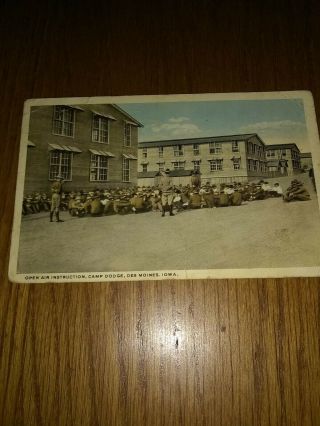 Vintage Postcard,  1918,  Open Air Instruction,  Camp Dodge,  Des Moines,  Iowa