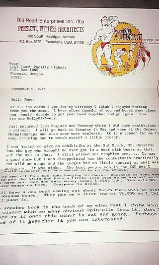 LETTER FROM BILL PEARLS TO GENE MOZEE THANKING HIM FOR BIRTHDAY CARD 4