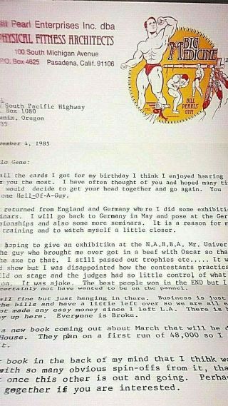 LETTER FROM BILL PEARLS TO GENE MOZEE THANKING HIM FOR BIRTHDAY CARD 5