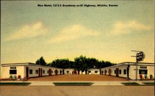 Max Motel Wichita Kansas Ks 1940s Linen Postcard