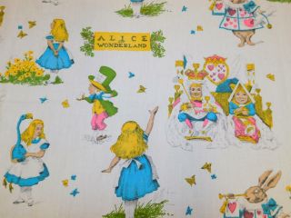 2,  Yards Vintage 45 " Wide Alice In Wonderland Cotton Fabric