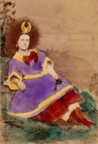 Stunning Color Occult Mystic Circassian Antique Freak Photo Circus Sideshow Rare