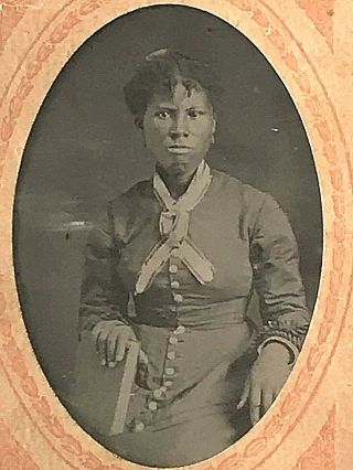 Antique Tintype Photograph African American Woman Holding Book Teacher St Louis