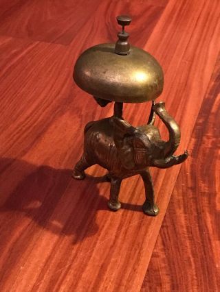 Vintage Brass Elephant Desk Service Bell • Perfect