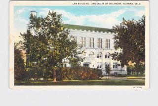 Antique Postcard Oklahoma Norman Law Building University Of Oklahoma Street View