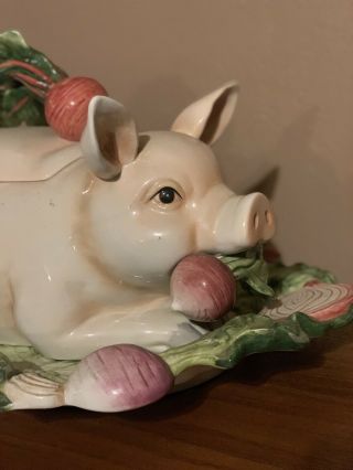 Fitz And Floyd French Market Pig Tureen Ladle & Platter