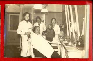 Latvia Lettland Barber Shop Vintage Photo Postcard 935