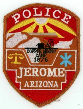 Very Old Vintage Jerome Arizona Az Police Colorful Patch Sheriff