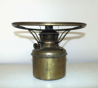 19th C.  Bradley & Hubbard Brass Kerosene Oil Lamp Font Burner & 10 " Shade Ring
