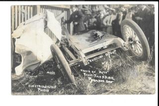 Rppc Real Photo Postcard 1912 Auto Car Race Wreck Whistling Billy Portland Or