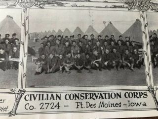 RARE Civilian Conservation Corps Co 2724 Des Moines,  IA Large Photo Poster 1930s 5