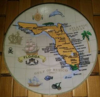 Florida Souvenir Plate 5 " X 5 " Inches Decorative Souvenir Collectible Porcelain