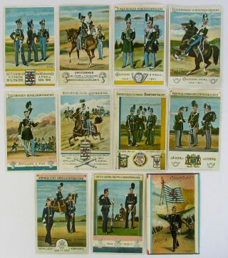 1915 Luxembourg Military Uniform History Postcard Complete Set X11 Militaire