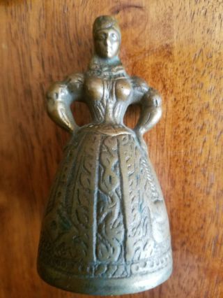 Antique Vintage Metal Brass Victorian Woman Queen Figure Table Dinner Tea Bell