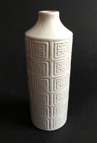 Jonathan Adler Happy Chic White Matte Ceramic Bottle Vase Geometric 2