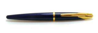 Dunhill Blue Fleck & Gold Color Fountain Pen M Size 18k 750 Nib - 33055
