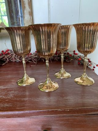 Set Of 4 Vintage Brass Wine Goblets