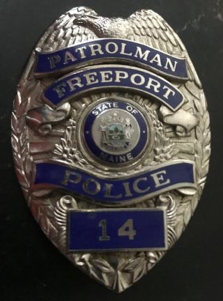 Freeport Maine Patrolman Police Badge Obsolete Blackinton