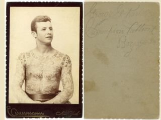Cabinet Card By Charles Eisemann Of Tattoed Man George Karlavagn