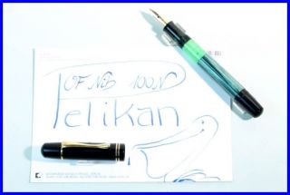 1951 Pelikan 100 N Green - Marbled Pen With Flexible Of Nib In 14k 585 Gold