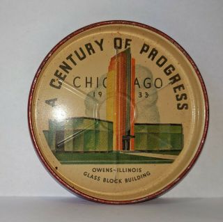 1933 Century Of Progress Chicago Worlds Fair Owens Illinois Tiny Tray 3 " Wide