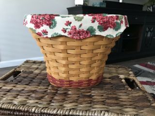 Longaberger Geranium Basket,  Over The Edge Liner & Protector May Series
