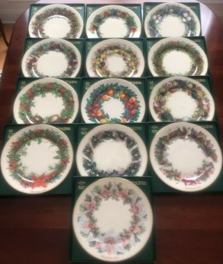 Lenox Colonial Christmas Wreath Plates - Complete Set Of 13 1981 - 1993