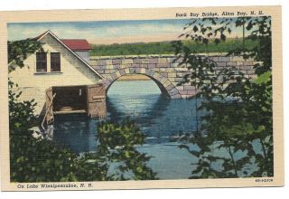 Old Postcard Back Bay Bridge,  Alton Bay Nh,  Onlake Winnipesaukee