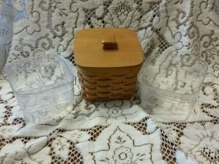 Longaberger 2003 Finders Keepers Basket Combo W/ Lid & 2 Plastic Inserts