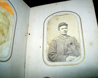 Antique Civil War Era Photo Album With 17 Photos Includes Confederate Soldier