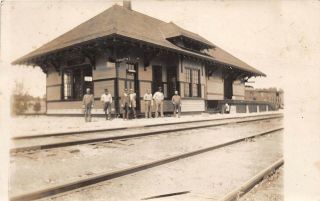 D88/ Crockett Texas Tx Real Photo Rppc Postcard C1910 Railroad Depot Station