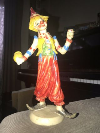 Antique Rare Figurine (made In Italy) Clown In Red Pants Holding Toys