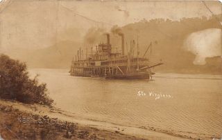 E89/ Sistersville West Virginia Rppc Postcard 1911 Steamer " Virginia "
