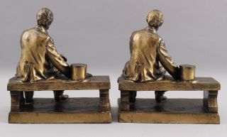 Pair Antique Early 20thC Sitting Abraham Lincoln Bronzed Bookends,  NR 5
